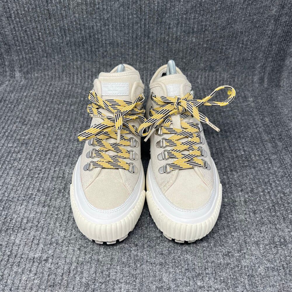 Rag & Bone Army Hiker Low Ecru White Beige Canvas Shoes Sneakers Womens 36 / 6 - Picture 2 of 7